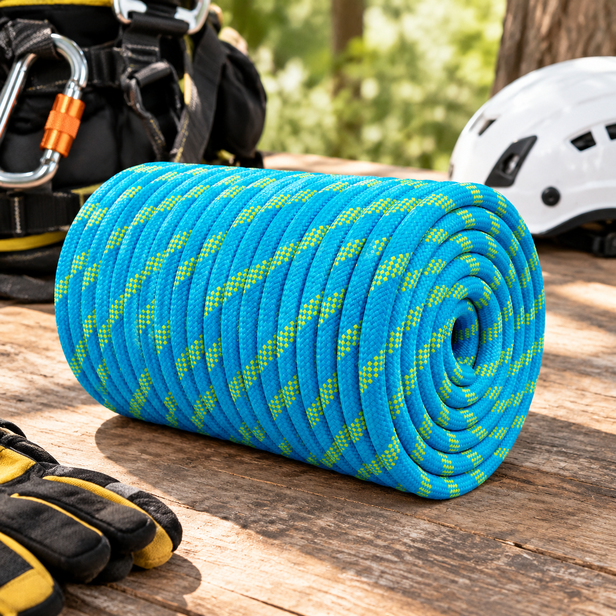 Bllue Rope Blue Fluorescent Green 1/2IN x 200 FT Static Polyester Climbing Rope ...