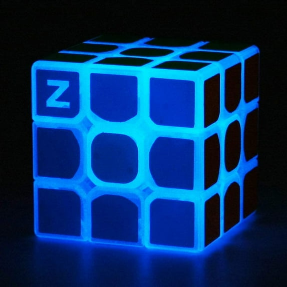 Blue Fluorescent Speed Cube 3x3x3 Glow in the Dark Luminous Magic Cube Puzzle Toy