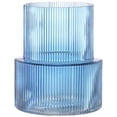 thumbnail image 1 of Blue Fluted Ribbed Glass Vase - 7.5 Inch Tall Vase for Fresh Flowers, Centerpiece Decor for Wedding, Living Room, Dining Table, Office, 1 of 7