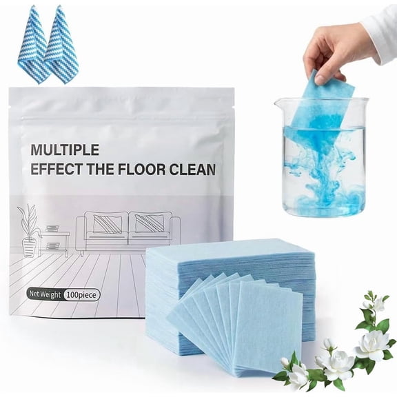 Blue Foam Cleaning Sheets, 100PCS Cleaning Tablets All Purpose, Deep Cleaning Floor Sheet Pk, Cleaning Sheets That Dissolve in Water,Multiple Effect the Floor Clean Tablets,For Hardwood, Tile