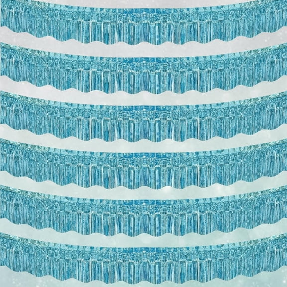 Blue Foil Fringe Garland Party Decorations, Tinsel Streamers Shiny Wall Hanging Fringe Banners for Wedding Birthday Anniversary Christmas New Year Party Decor