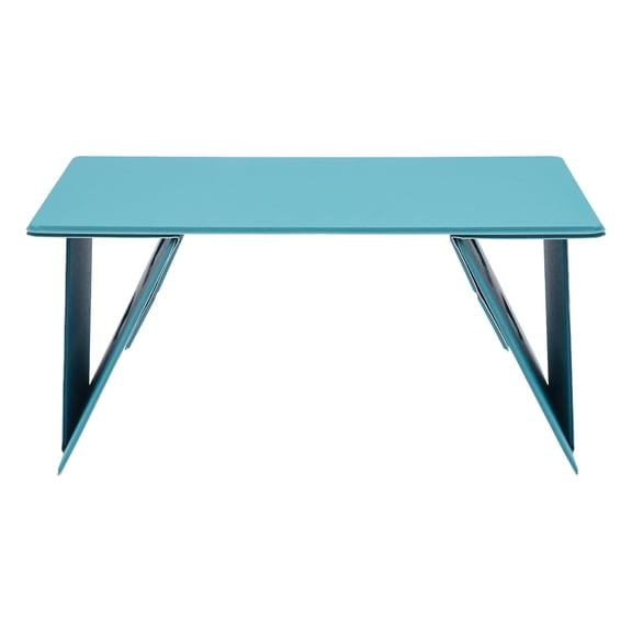 Blue PU Foldable Bed Laptop Table,5-Angle Adjust,2-Height Settings,44.09lbs Load,Modern Rectangular Design,Ideal for Dorm,Bed & Sofa Use