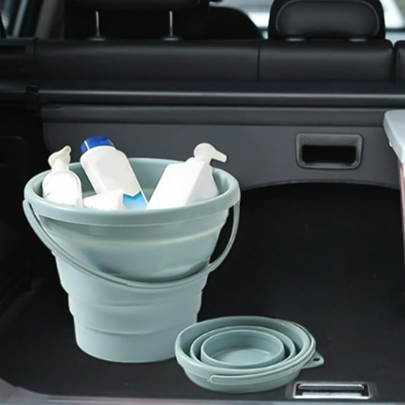 Blue Foldable Plastic Bucket, 10.24x8.27x5.51in, Portable for Laundry Bath Outdoor Travel, Multi-Purpose