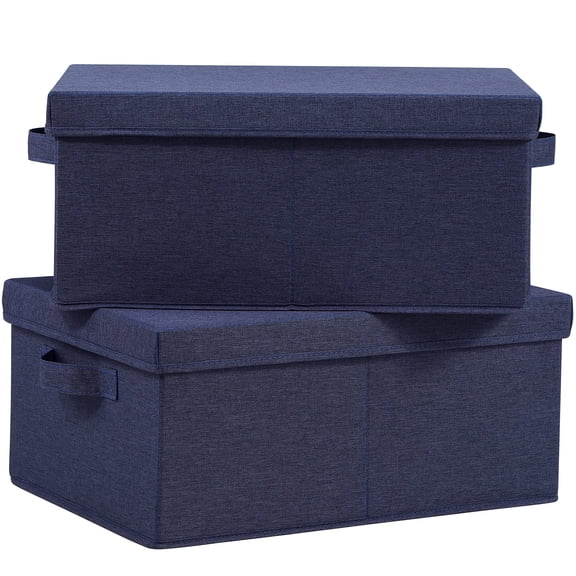 Blue Foldable Storage Bins, 2 Count, For Shoes Clothes Home Office Use