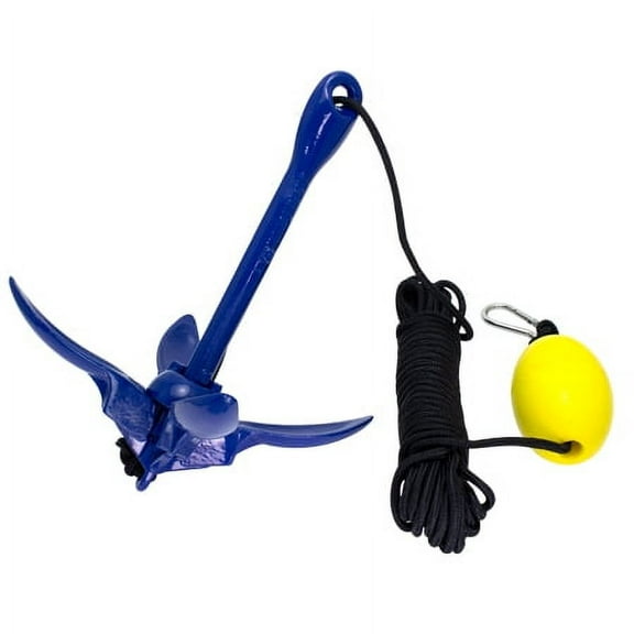 Blue Folding Grapnel Anchor Kit 3.5 lbs for PWC/Kayaks/Jet Skis/Dinghys/Canoe