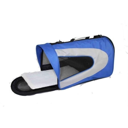 Blue Folding Zippered Sporty Mesh Carrier -MD