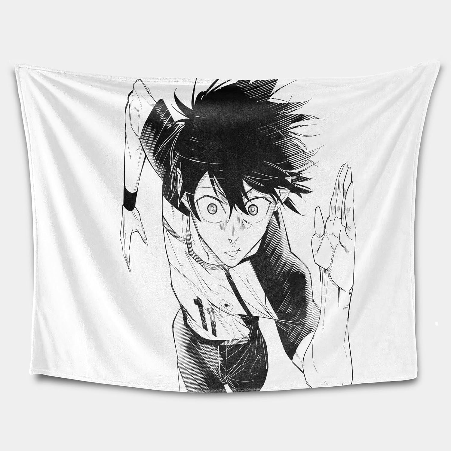 Blue Football Anime Yoichi Flannel Blanket Lightweight Cozy Throw Blanket Warm Bed Blanket fit