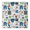 thumbnail image 1 of Blue Football Game Icons Pattern Square Fitted Tablecloth with Elastic Edge,Square Table Cover,Washable Elastic Table Cover for Home Kitchen Party Decor 36"x36", 1 of 6