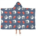 thumbnail image 1 of Blue Football Helmets and Balls Pattern Hooded Bath Towel，50"x30" for Ages 3 To 12 Kids, Quick Dry Lightweight Soft Microfiber Hood Beach Towel Cover Up for Kids, 1 of 7