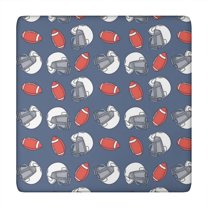 Blue Football Helmets and Balls Pattern Square Fitted Tablecloth with Elastic Edge,Square Table Cover,Washable Elastic Table Cover for Home Kitchen Party Decor 34"x34"