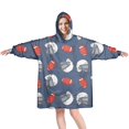 thumbnail image 1 of Blue Football Helmets and Balls Pattern Wearable Oversized Blanket,Wearable Blanket Hoodie for Adults,Cozy Hooded Blankets with Super Pockets,Super Warm Fuzzy Pullover for Women & Men, 1 of 6
