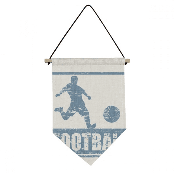Blue Football Player Kick Football Canvas Flag Hanging Wall Art Decor Banner