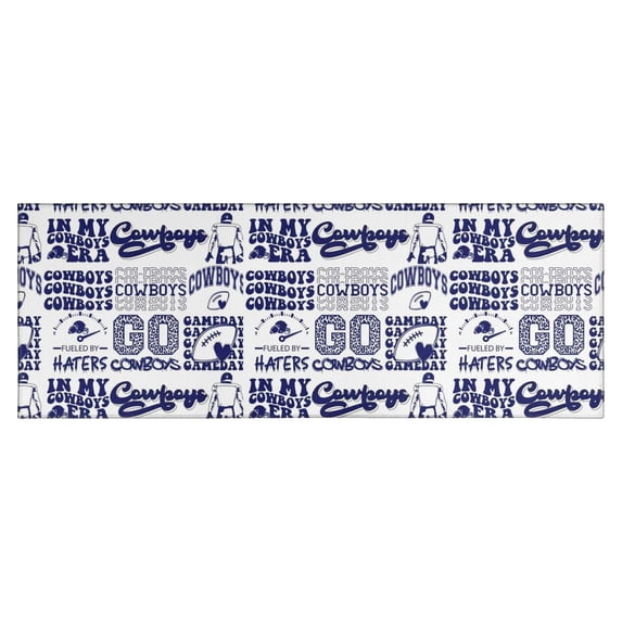 Blue Football Words Pattern Kitchen Rug Mat,Kitchen Runner Rugs Non Skid Washable,Decorative Kitchen Floor Mats for Kitchen,Sink,Laundry,17"X47"