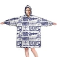 thumbnail image 1 of Blue Football Words Pattern Wearable Oversized Blanket,Wearable Blanket Hoodie for Adults,Cozy Hooded Blankets with Super Pockets,Super Warm Fuzzy Pullover for Women & Men, 1 of 6
