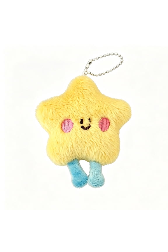 Blue Footed Star Plush Doll Pendant, Cute Star Keychain Backpack Charm, Soft Stuffed Star Decoration for Bags Keys, Adorable Happy Face Star Accessory, Fun Star Keyring for Adults