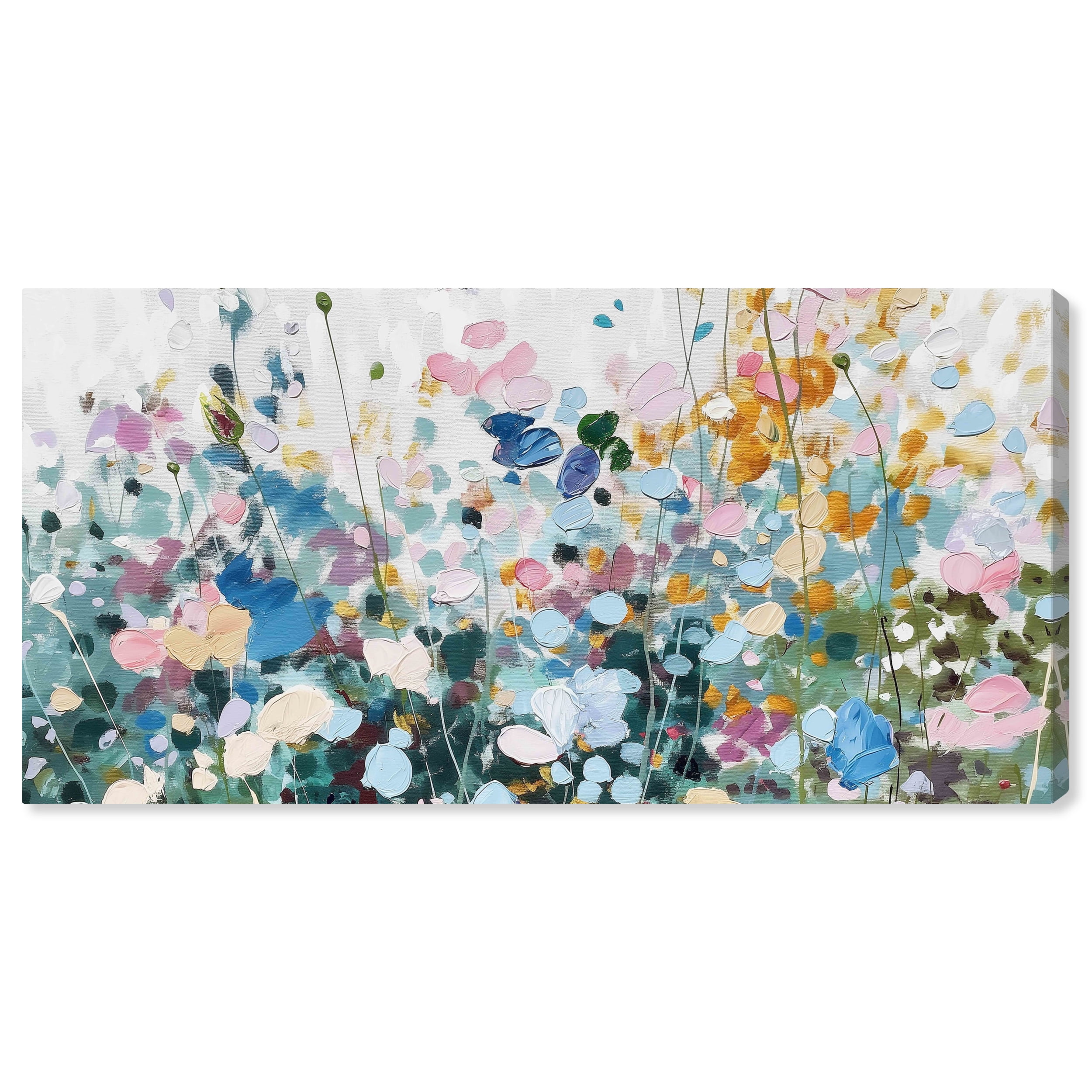 Large Multicolor Floral Landscape Canvas Wall Art