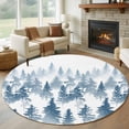 thumbnail image 1 of Blue Forest Large Round Rug 8 FT, Non Slip Living Room Area Carpet, Contemporary Silhouette Abstract Art Washable Soft Circle Rug Non-Shedding Floor Carpet for Bedroom Office Dining Room, 1 of 9