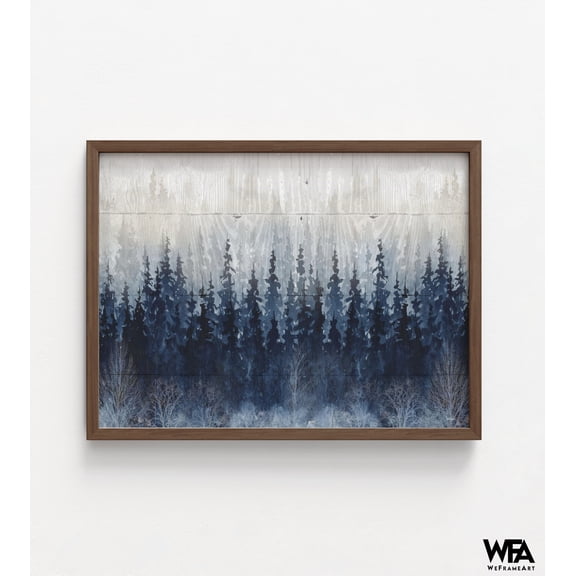 Blue Forest Painting Print, Framed Abstract Forest Wall Art, Landscape Wall Decor, Blue Nature Print, Framed Wall Art, Oversized Wall Art