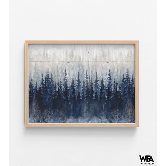 Blue Forest Painting Print, Framed Abstract Forest Wall Art, Landscape Wall Decor, Blue Nature Print, Framed Wall Art, Oversized Wall Art