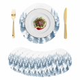 thumbnail image 1 of Blue Forest Round 13 Inch Placemats Set of 8, Contemporary Silhouette Abstract Art HeatResistant Non Slip Place Mats for Dining Table, Wipeable Braided Kitchen Table Mats for Housewarming, 1 of 9