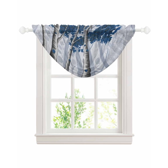 Blue Forest Sheer Waterfall Valance Curtains for Window, Vintage Fall Maple Leaf Tree Branch Scenery Rod Pocket Sheer Topper Swag Curtains for Living Room, Kitchen 38.5"W x 47.2"L, 1 Panel