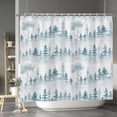 thumbnail image 1 of Blue Forest Shower Curtain Botanical Trees Plants Leaves Aesthetic Decorative Shower Curtains for Home Bathtubs Bathroom Decor Polyester Waterproof Fabric with Hooks 84x72 Inches, 1 of 6