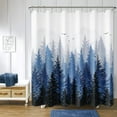 thumbnail image 1 of Blue Forest Shower Curtain Misty Mountain Nature Tree Fabric Shower Curtains for Bathroom Water Repellent Heavy Duty Navy Blue and Grey Woodland Shower Curtain Bathtubs Hotel, 72 x 72 inch, 1 of 6