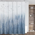 thumbnail image 1 of Blue Forest Shower Curtain Misty Mountain Nature Tree Fabric Shower Curtains for Bathroom Water Repellent Heavy Duty Navy Blue and Grey Woodland Shower Curtain Bathtubs Hotel, 72 x 72 inch, 1 of 6