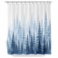 thumbnail image 1 of Blue Forest Shower Curtain - Water Repellent Fabric Shower Curtains Washable, Blue Ombre Trees Watercolor Pine-Trees Decorative Polyester Cloth Bathroom Curtains Modern Bath Decor 72"x72", 1 of 8