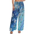 thumbnail image 1 of Blue Fower Straight Pants Rose Print Trendy Wide Leg Pants Female Oversized Aesthetic Graphic Trousers, 1 of 2