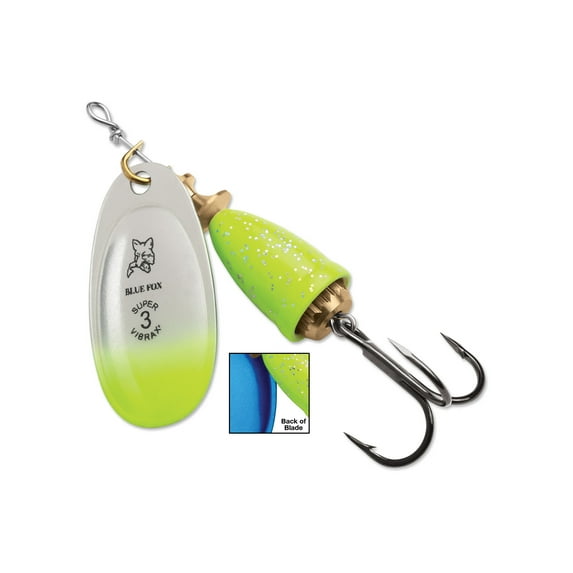 Blue Fox Classic Vibrax Candyback Series Inline Spinner Chartreuse Blue Candyback Blade Size - Weight 5 - 7/16 oz