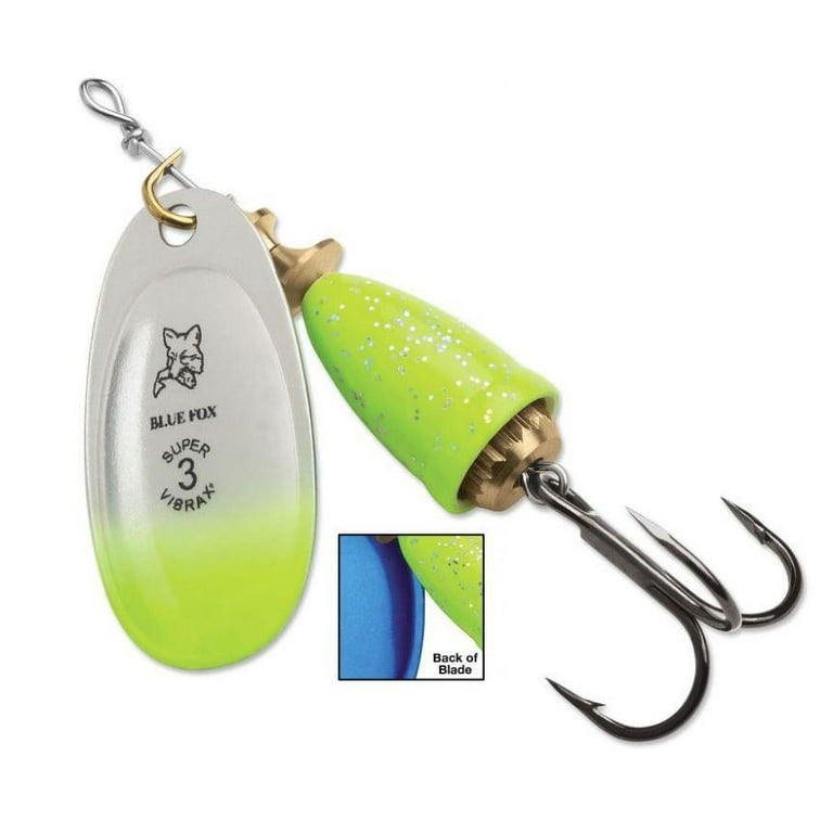 Blue Fox Classic Vibrax Candyback Series Inline Spinner Chartreuse Blue  Candyback Blade Size - Weight 6 - 5/8 oz