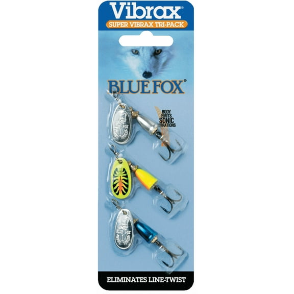 Blue Fox Super Vibrax Tri-Pack Contents: 3 each #1 Plain Super Vibrax