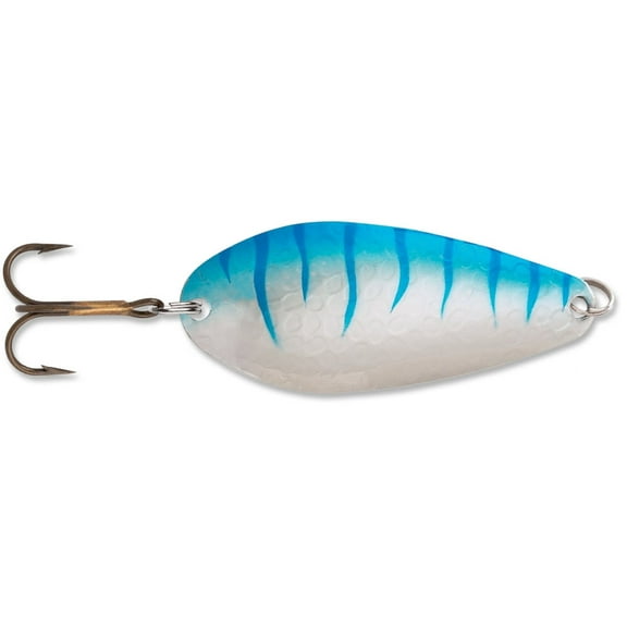 Blue Fox Strobe Spoon Fishing Lure 1/4oz Hammered Nickel/Blue Stripe