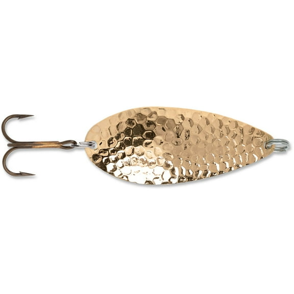 Blue Fox Strobe Steel Tear Drop Treble Hook Spoon, Hammered Brass, Size 1/0, 5/8 oz