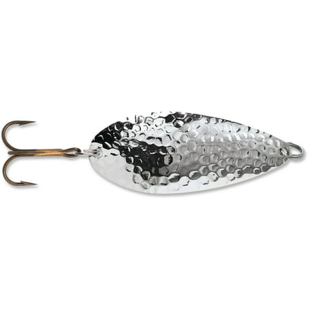 Blue Fox Strobe Steel 3 1/2" Tear Drop Treble Hook Spoon, Hammered Silver, Size 1/0, 5/8 oz.