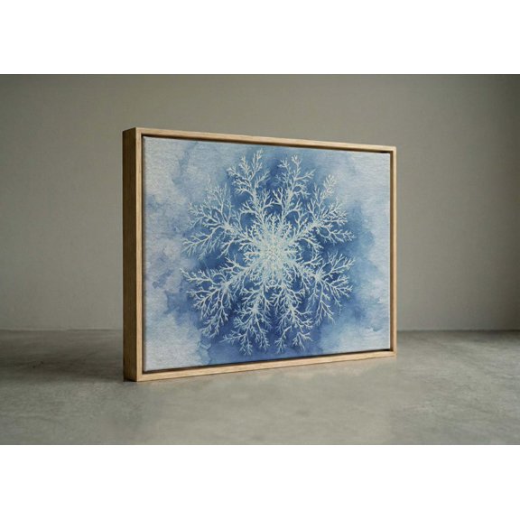 Blue Fractal Ice Crystal Classic Accent Portrait Decor Unframed Paper Print