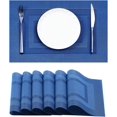 thumbnail image 1 of Blue Frame Placemats Set of 6 - Heat Resistant Non-Slip Place mats for Dining Table, Washable Durable PVC Vinyl Woven Table Mats（Blue Frame, 6）, 1 of 6