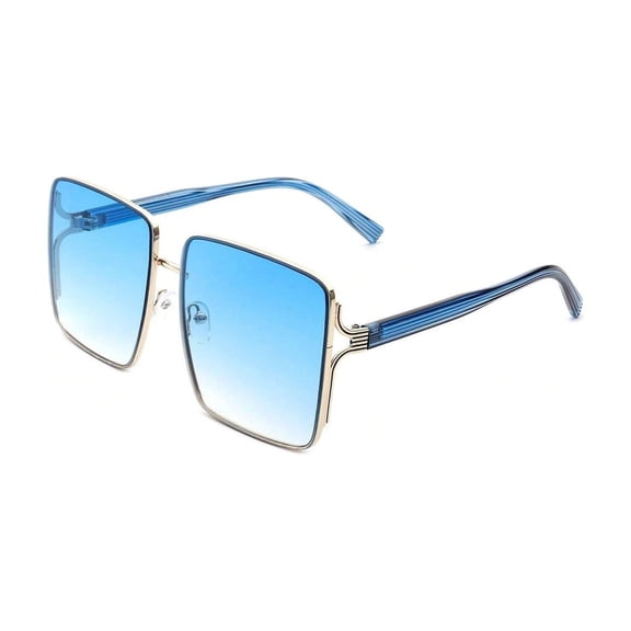 Blue Frame Square Sunglasses, Blue Gradient Lens - UV400 Protection Trendy Fashion Eyewear for Men Women Daily & Lifestyle