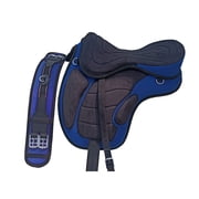 Blue Freemax English Treeless Synthetic Horse Saddle Matching Girth & Stirrups