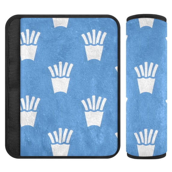 Blue French Fries Pattern Car Seat Belt Covers 2 Pack Soft Flannel ...