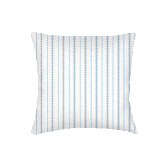 Blue French Stripe Linen Pillow 18x18 / Down Alternative