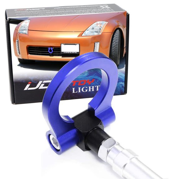 Blue Front Track Racing Style Tow Hook Ring For 2003-2004 Nissan 350Z Z33 Fairlady Z, Made of Lightweight Aluminum