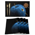 thumbnail image 1 of Blue Fruit Placemats Set of 6, Modern Minimalist Decor Black Background Placemats for Dining Table, Place Mats for Kitchen Tabletop, Waterproof Wipeable Dining Table Mats Set, 1 of 9