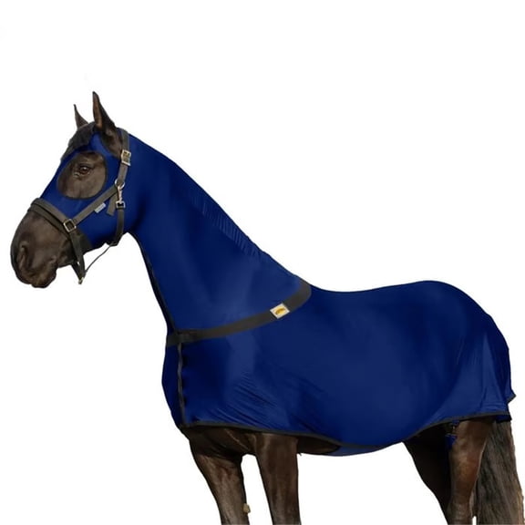 Blue Full Body Elastic Horse Stockings, Stretchable Cloth Caparison With Breathable Design, Secure Fit For Horse Protection, Training And Show, 60X40X2In 1.2Lb