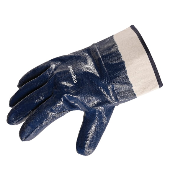 Blue Fully Dipped Nitrile Work Gloves Canvas Cuff HeavyDuty Oil Resistant Protective Gloves for Mechanic Auto Repair Industrial Work 6 Pairs