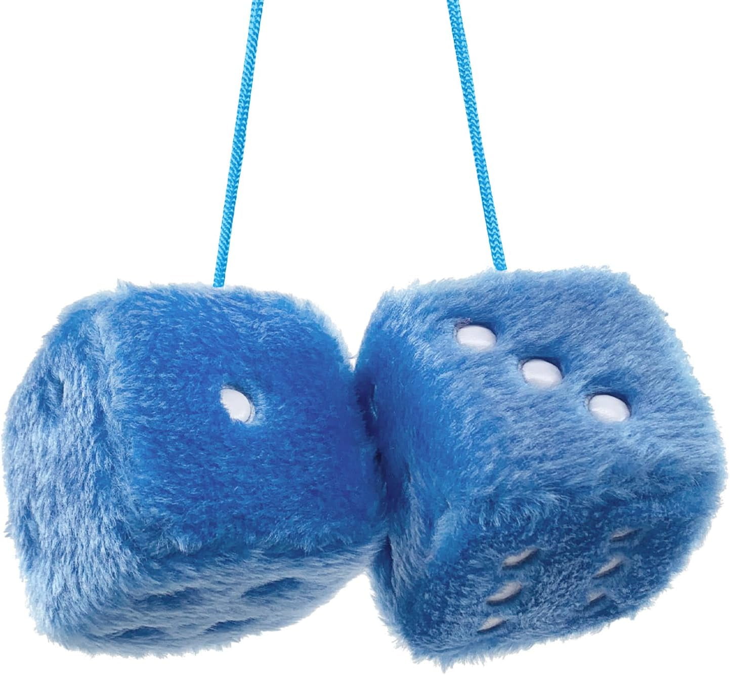 Blue Fuzzy Dice for Rear View Mirror, Pair of 2.75" Plush Dice Retro ...