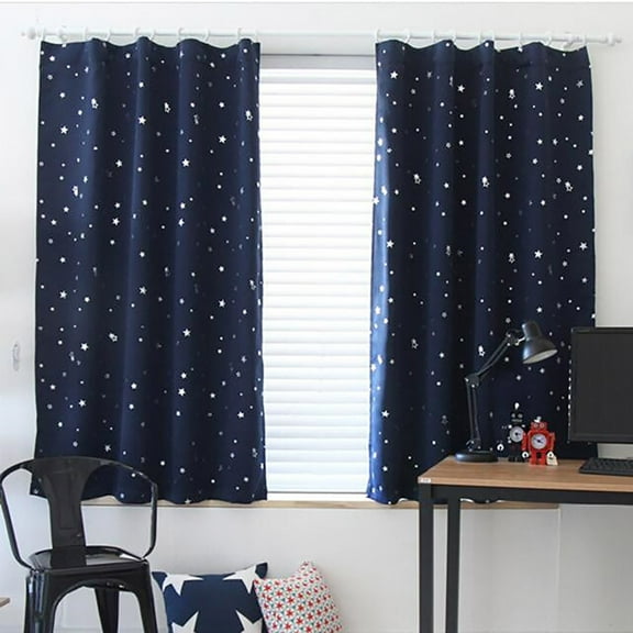 Blue Galaxy Curtains 40Wx52L Inch Starry Sky Stars Outer Space Fantasy Nebula Cosmic Universe Rod Pocket Planet Kids Boys Window Curtain Drapes for Bedroom Living Room Treatment 2 Panels