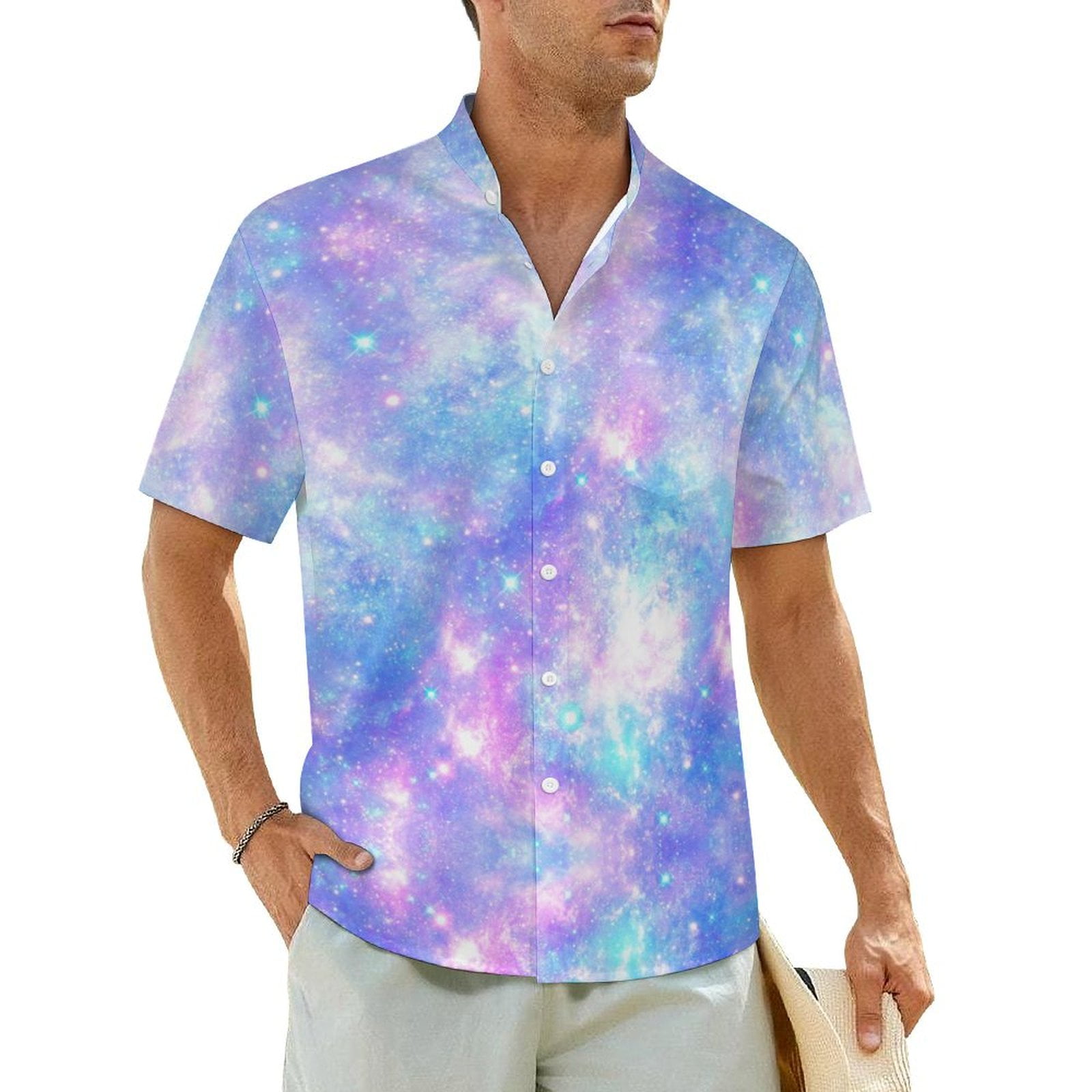 Blue Stardust Space Galaxy Men's Golf Shirts main image 0