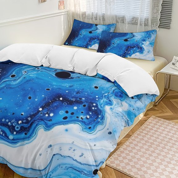 Blue Galaxy Marble Art Print 3D Duvet Cover Set Quilt Cover Theme of teenager for Bedroom Decoration